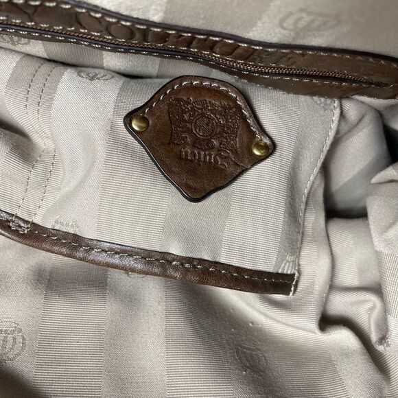 Vintage leather brown juicy Couture large satchel frame top crush lock . - Picture 12 of 16